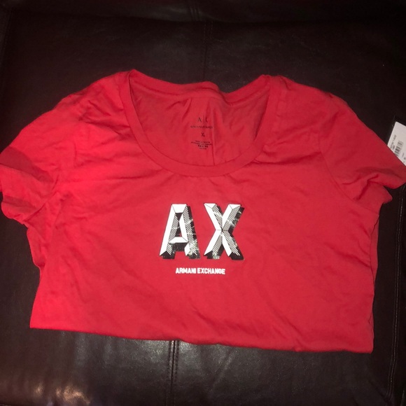 black and red armani exchange shirt